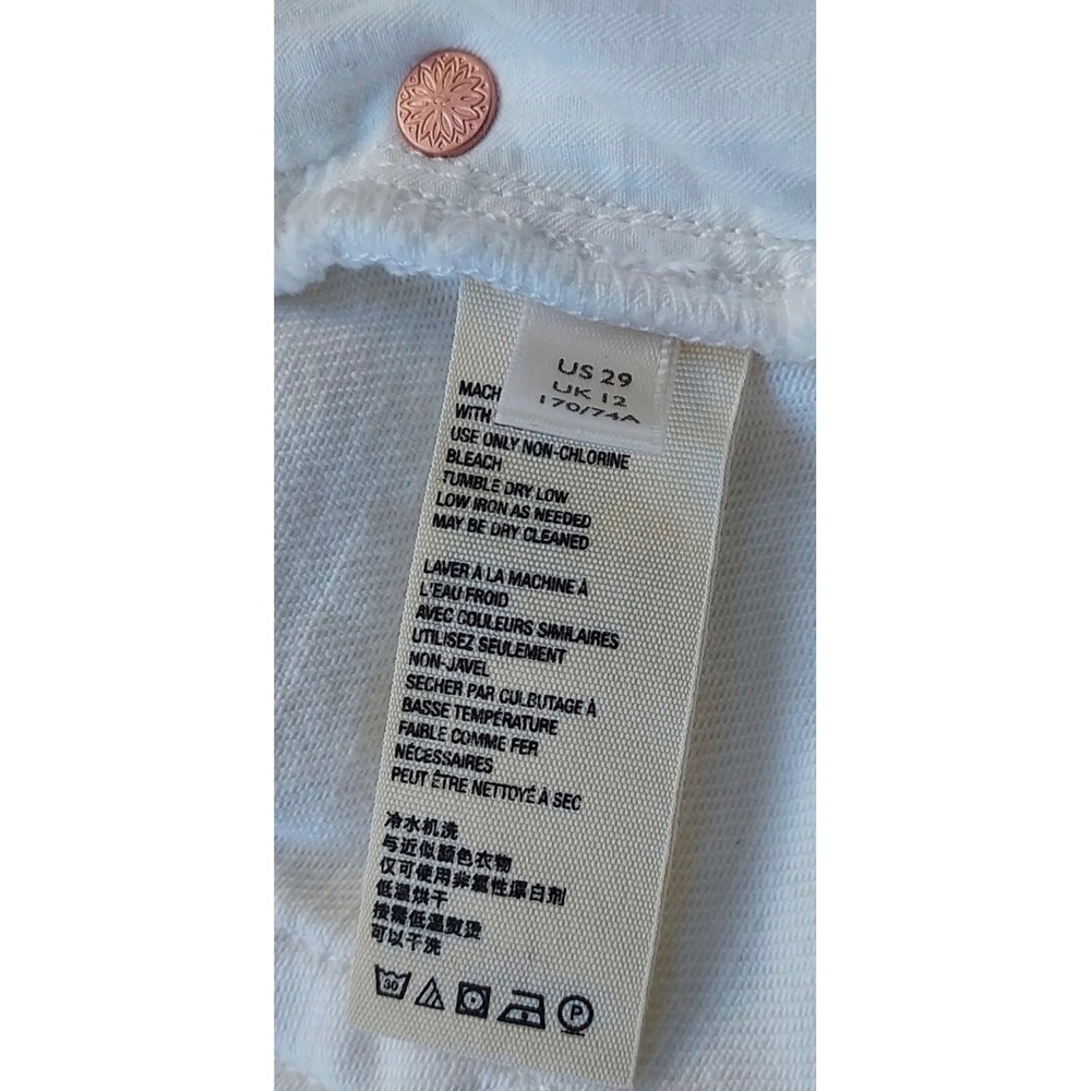 Free People White Out Distressed Denim Shorts High Rise Button Fly  29 - Picture 4 of 8